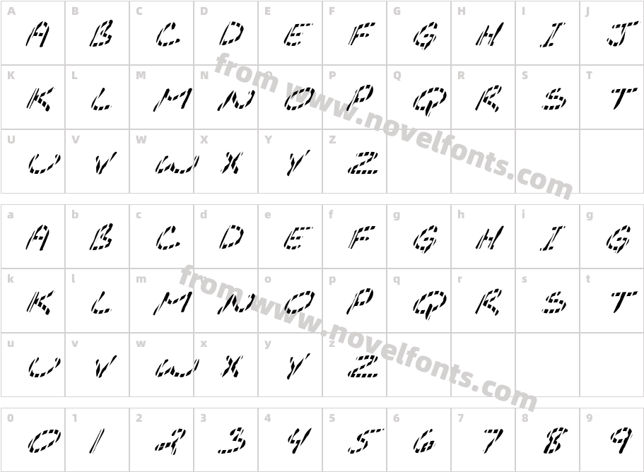 FZ JAZZY 29 STRIPED ITALICCharacter Map