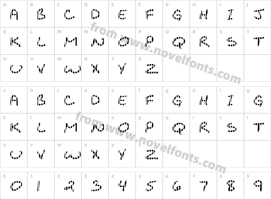 FZ JAZZY 29 STRIPEDCharacter Map