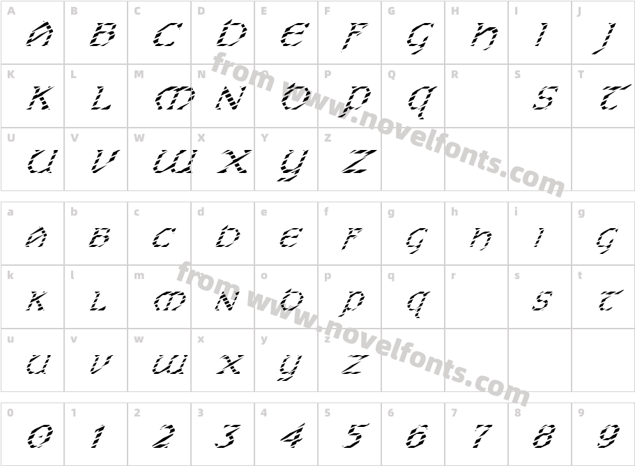 FZ JAZZY 31 STRIPED ITALICCharacter Map