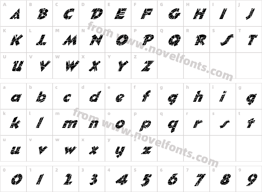 FZ JAZZY 32 CRACKED ITALICCharacter Map