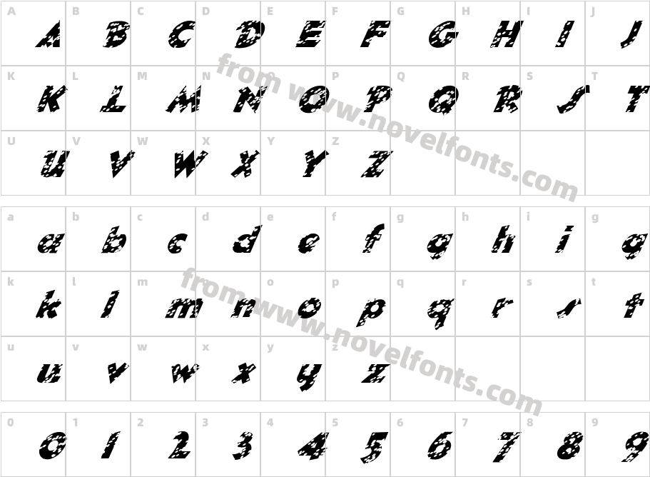 FZ JAZZY 32 HOLEY ITALICCharacter Map