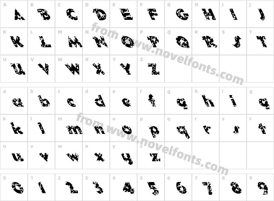 FZ JAZZY 32 HOLEYCharacter Map