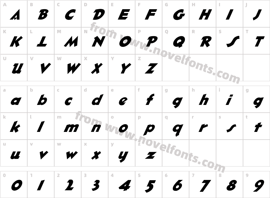 FZ JAZZY 32 ITALICCharacter Map