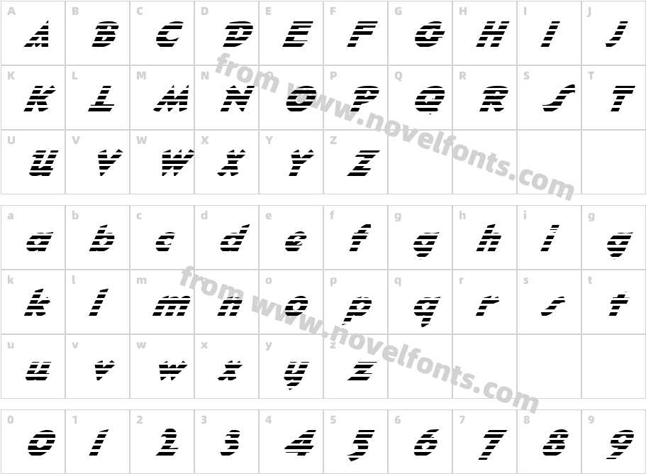 FZ JAZZY 32 STRIPED ITALICCharacter Map