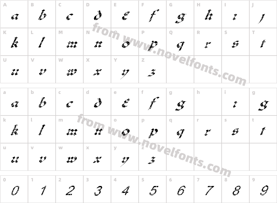 FZ JAZZY 33 CRACKED ITALICCharacter Map