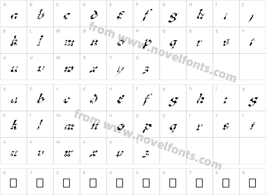 FZ JAZZY 33 HOLEY ITALICCharacter Map