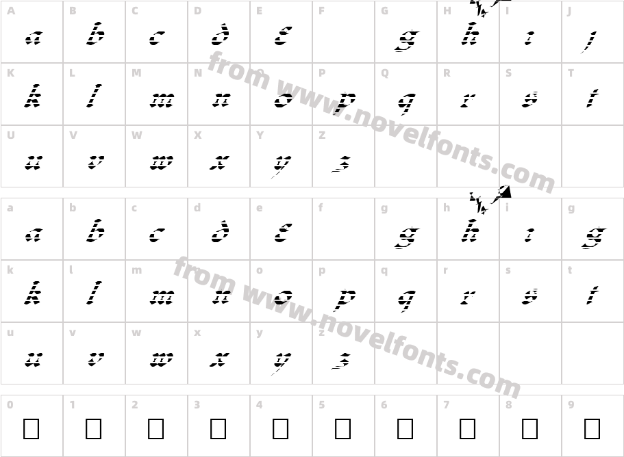 FZ JAZZY 33 STRIPED ITALICCharacter Map