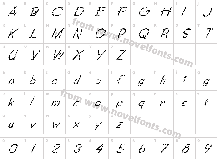 FZ JAZZY 34 HOLEY ITALICCharacter Map