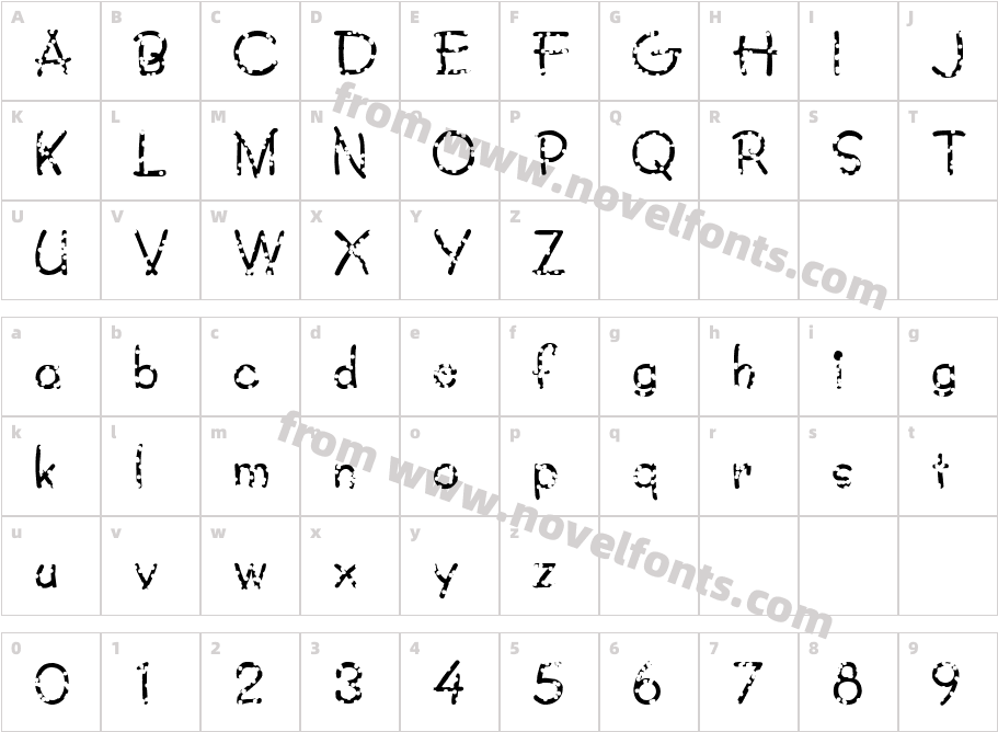 FZ JAZZY 34 HOLEYCharacter Map