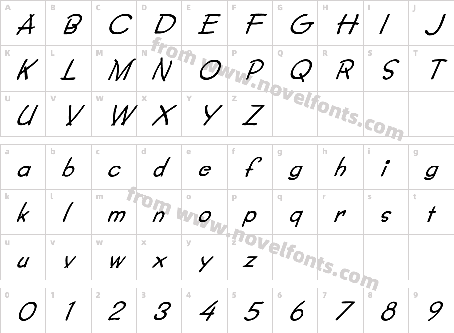 FZ JAZZY 34 ITALICCharacter Map