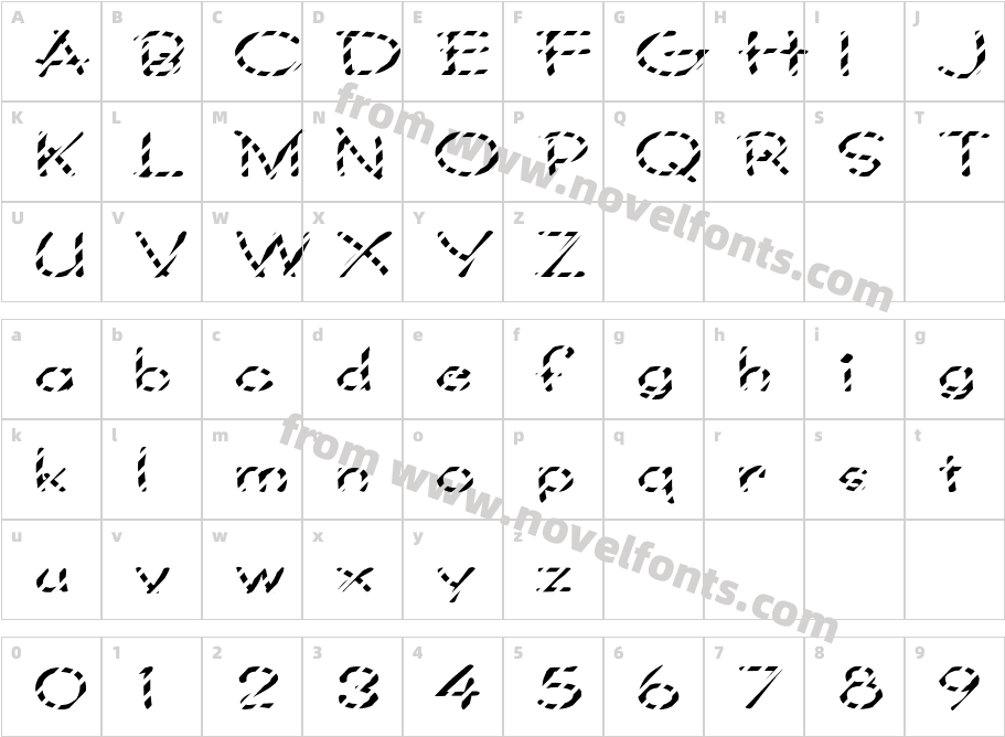 FZ JAZZY 34 STRIPED EXCharacter Map