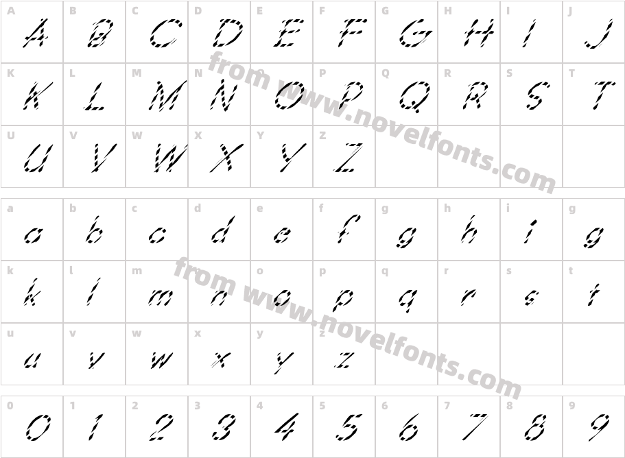 FZ JAZZY 34 STRIPED ITALICCharacter Map