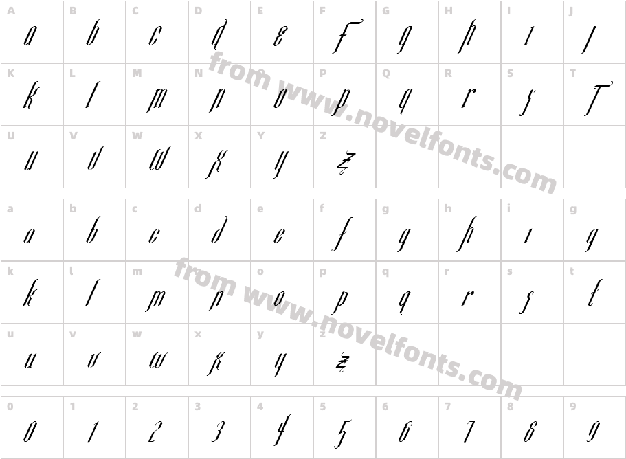 FZ JAZZY 35 ITALICCharacter Map