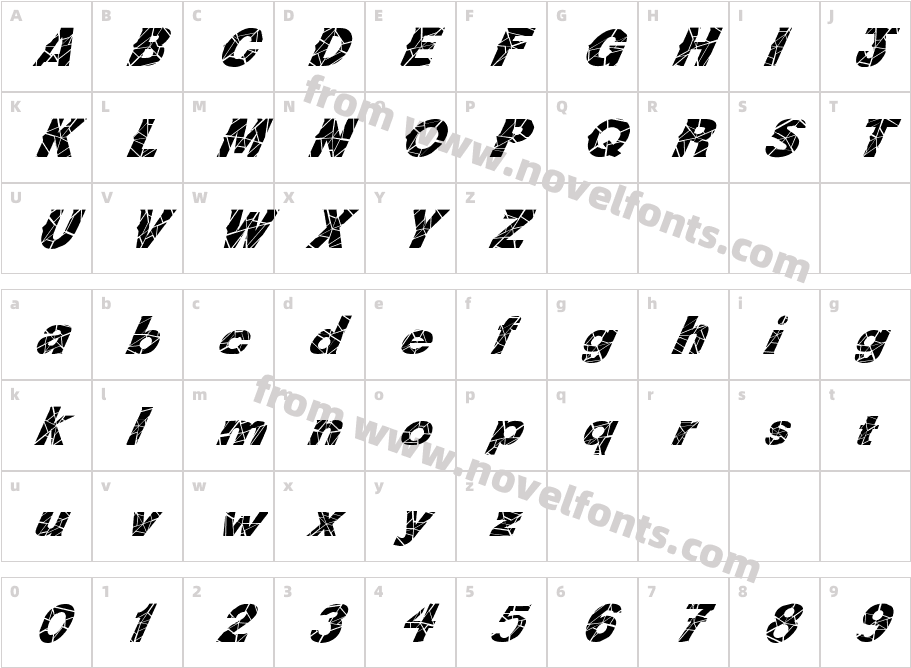 FZ JAZZY 36 CRACKED ITALICCharacter Map