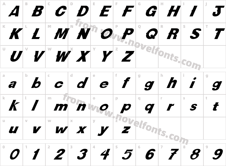 FZ JAZZY 36 ITALICCharacter Map