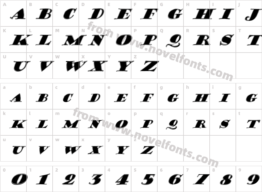 FZ JAZZY 38 CONTOUR ITALICCharacter Map