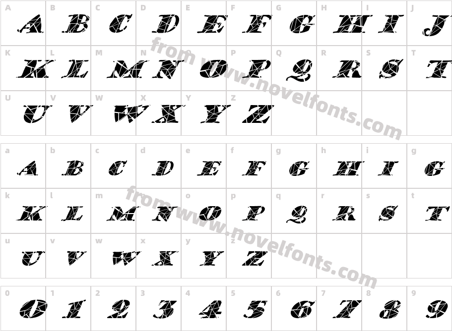 FZ JAZZY 38 CRACKED ITALICCharacter Map