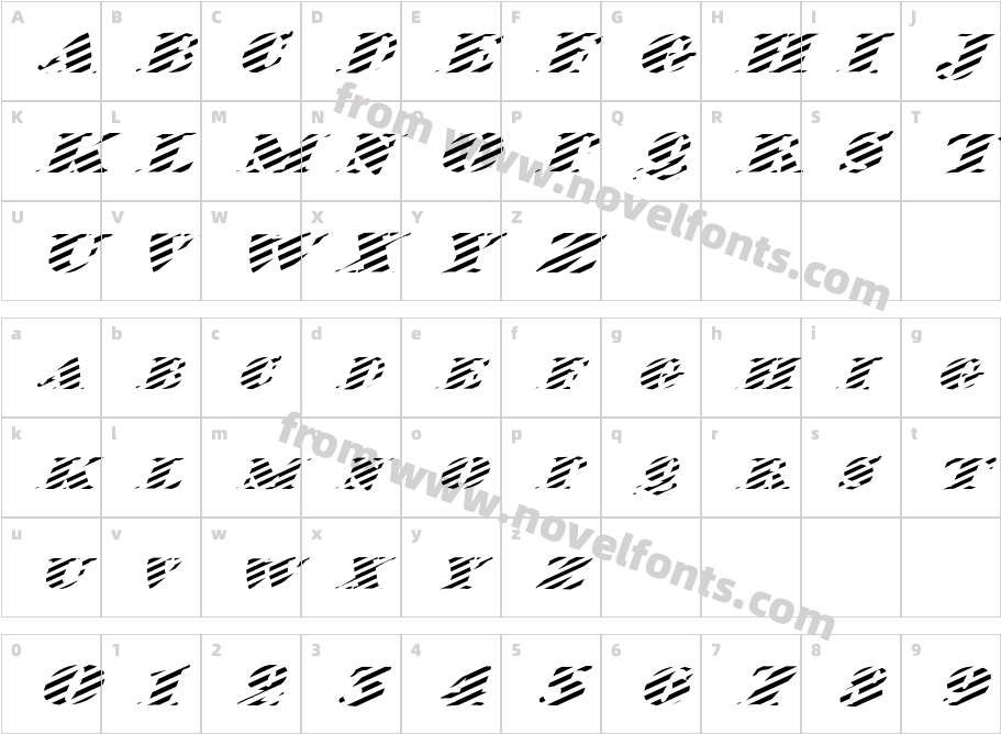 FZ JAZZY 38 STRIPED ITALICCharacter Map