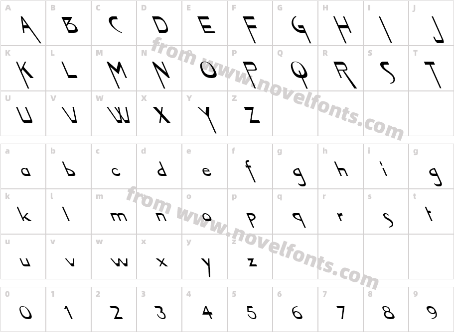 FZ JAZZY 45 LEFTYCharacter Map