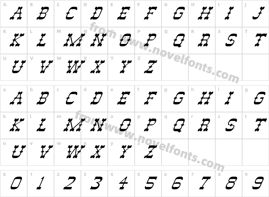 FZ JAZZY 46 ITALICCharacter Map