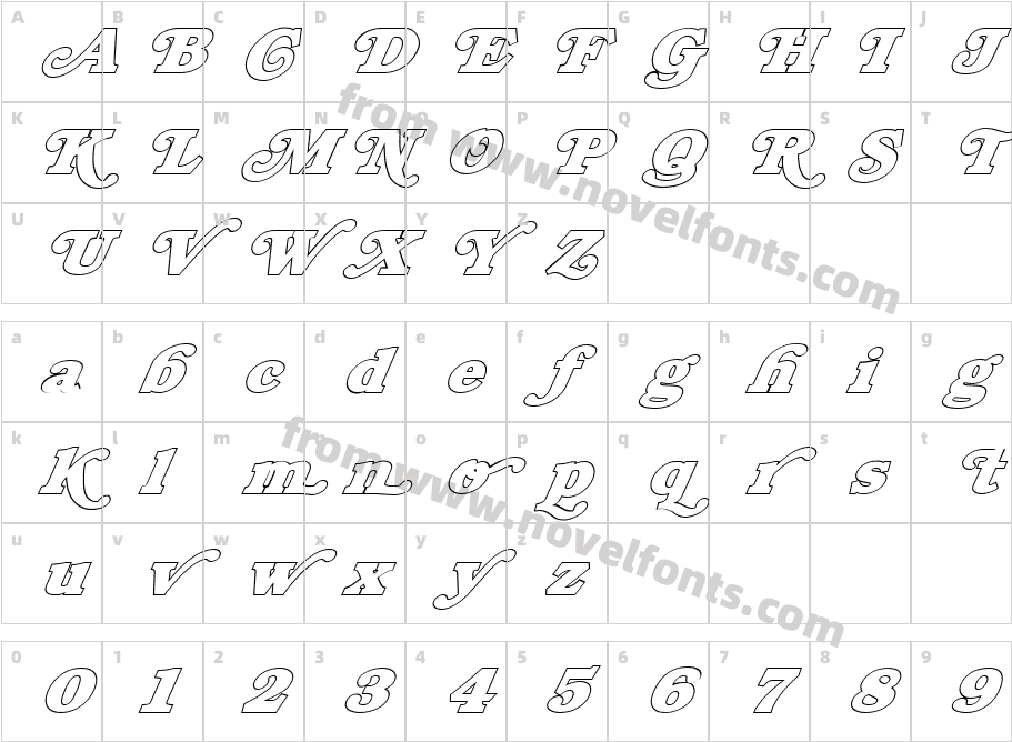 FZ JAZZY 47 HOLLOW ITALICCharacter Map