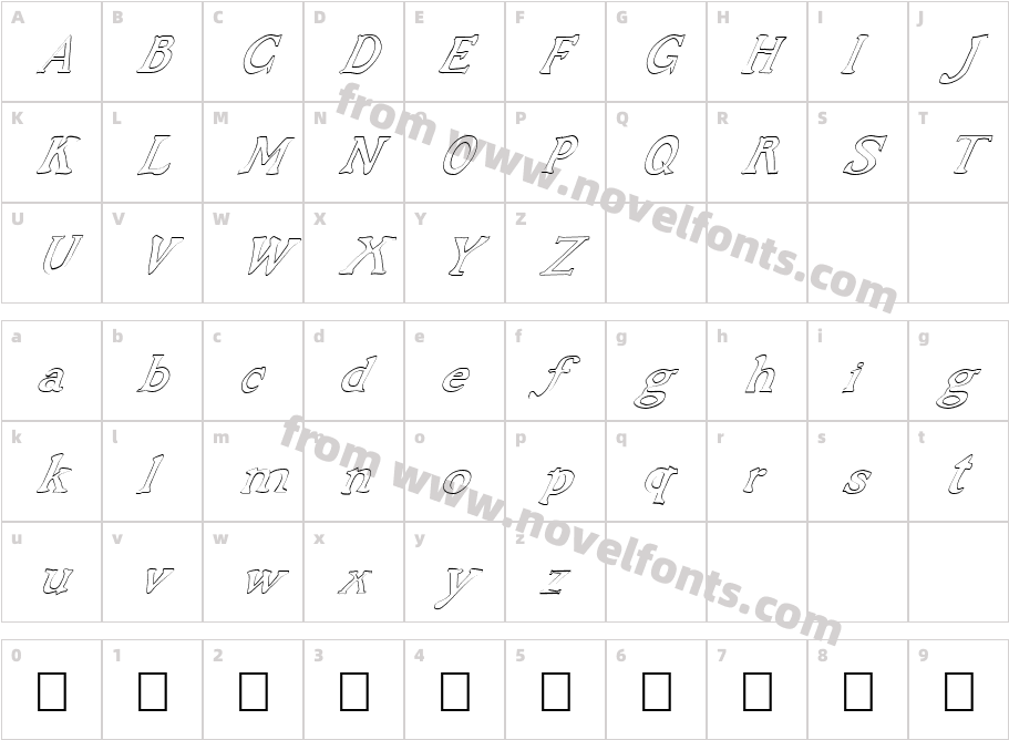 FZ JAZZY 48 HOLLOW ITALICCharacter Map