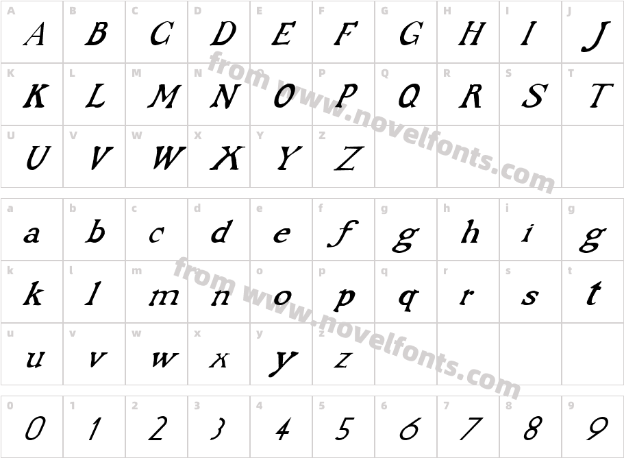 FZ JAZZY 48 ITALICCharacter Map