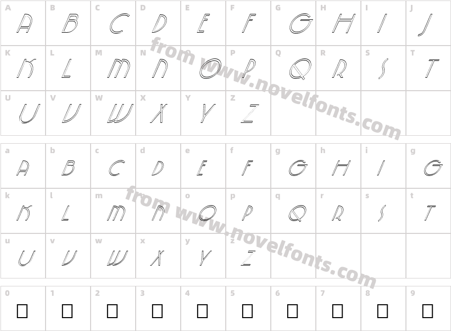 FZ JAZZY 5 HOLLOW ITALICCharacter Map