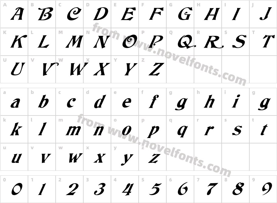 FZ JAZZY 50 ITALICCharacter Map