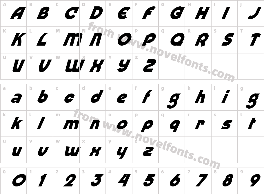 FZ JAZZY 52 ITALICCharacter Map