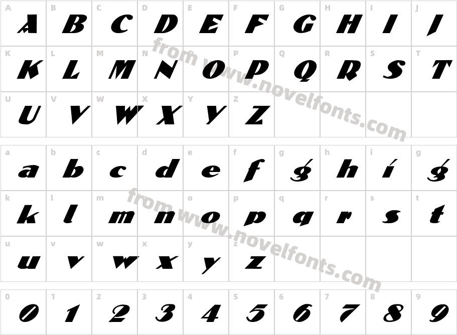 FZ JAZZY 53 ITALICCharacter Map