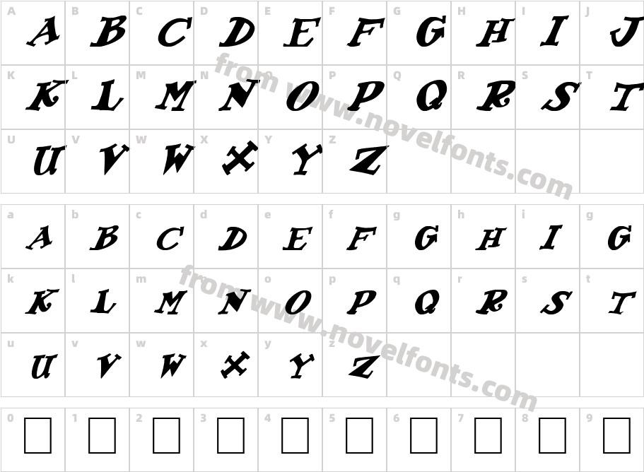 FZ JAZZY 55 ITALICCharacter Map