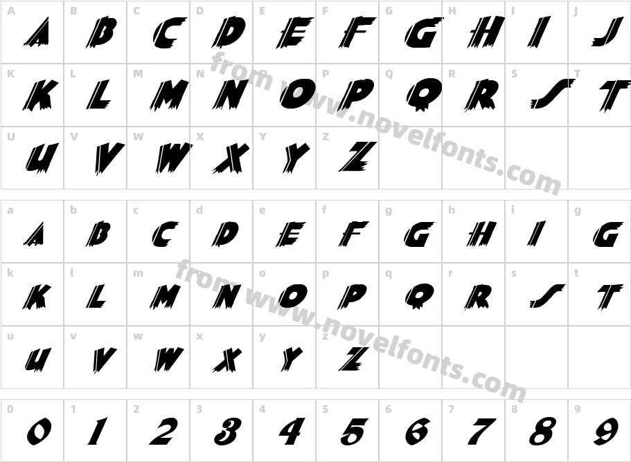 FZ JAZZY 56 ITALICCharacter Map