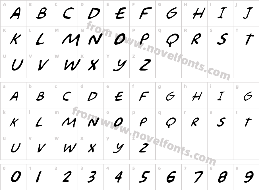 FZ JAZZY 57 ITALICCharacter Map