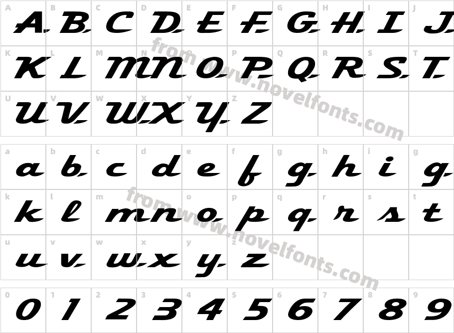 FZ JAZZY 58 EXCharacter Map