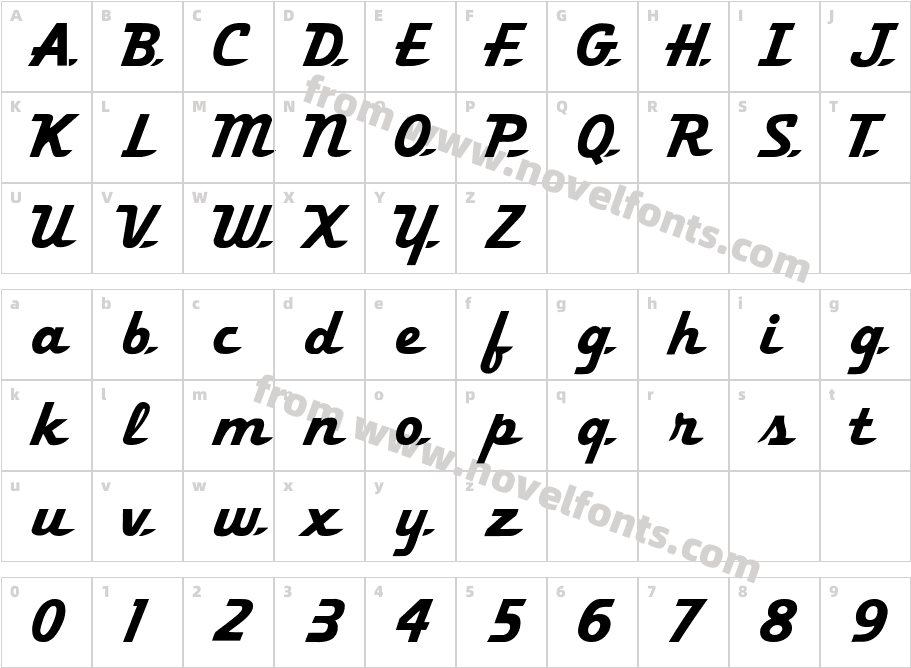 FZ JAZZY 58Character Map