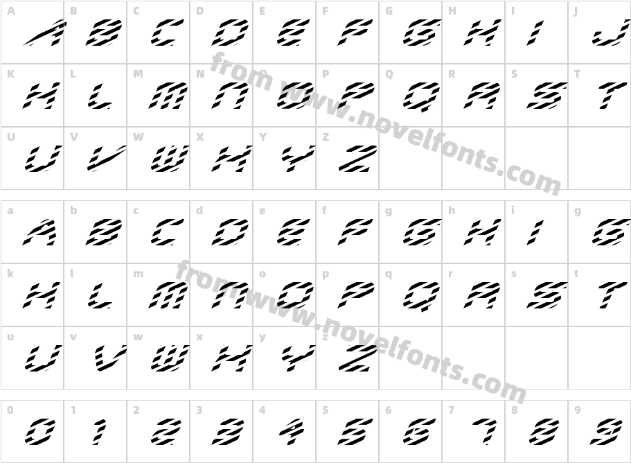 FZ JAZZY 6 STRIPED ITALICCharacter Map