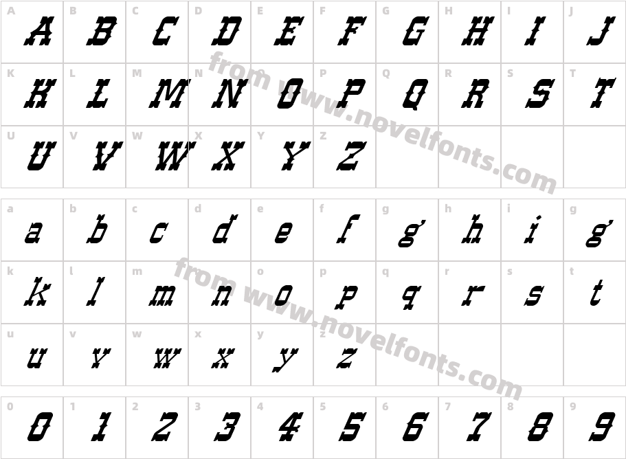 FZ JAZZY 61 ITALICCharacter Map