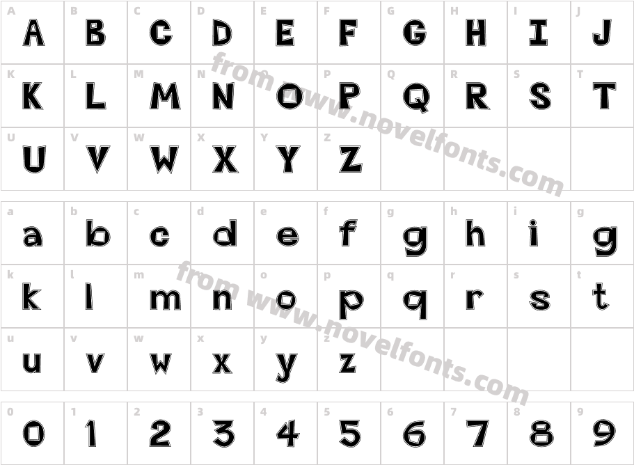 FZ JAZZY 7 CONTOURCharacter Map