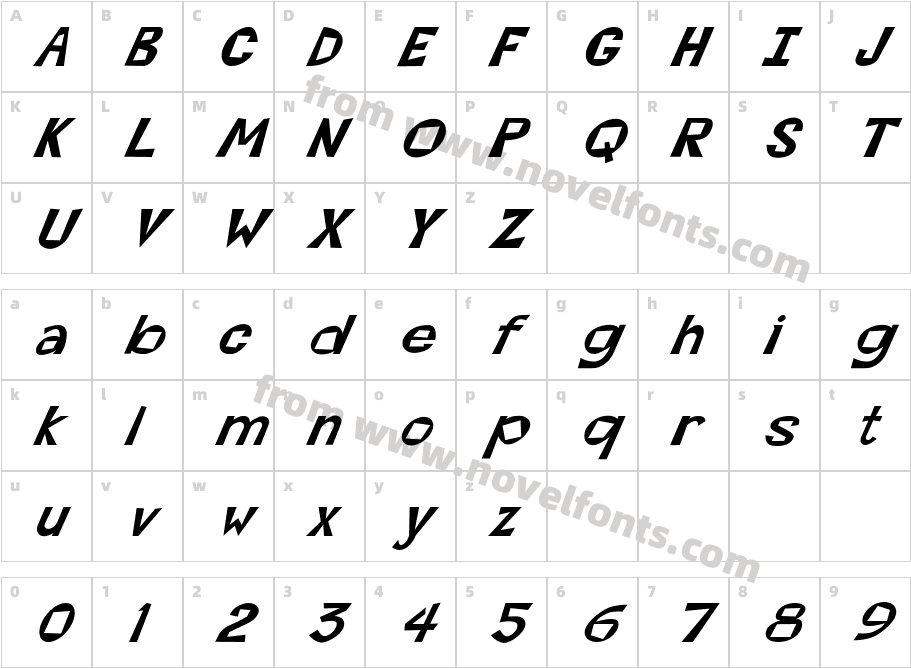 FZ JAZZY 7 ITALICCharacter Map