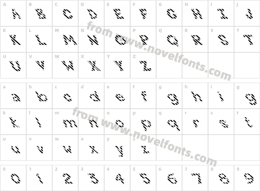 FZ JAZZY 7 STRIPED LEFTYCharacter Map