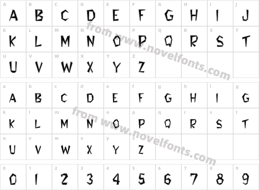 FZ JAZZY 8 CONTOURCharacter Map