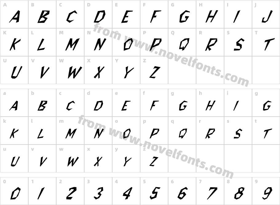 FZ JAZZY 8 ITALICCharacter Map