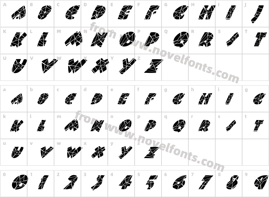 FZ JAZZY 9 CRACKED ITALICCharacter Map