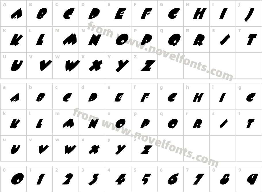 FZ JAZZY 9 ITALICCharacter Map