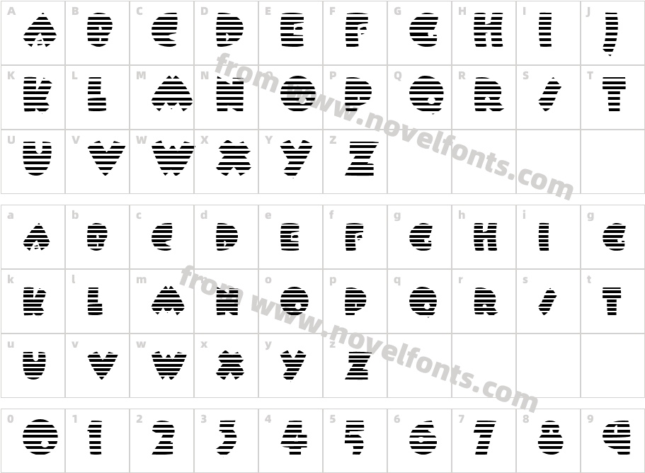 FZ JAZZY 9 STRIPEDCharacter Map