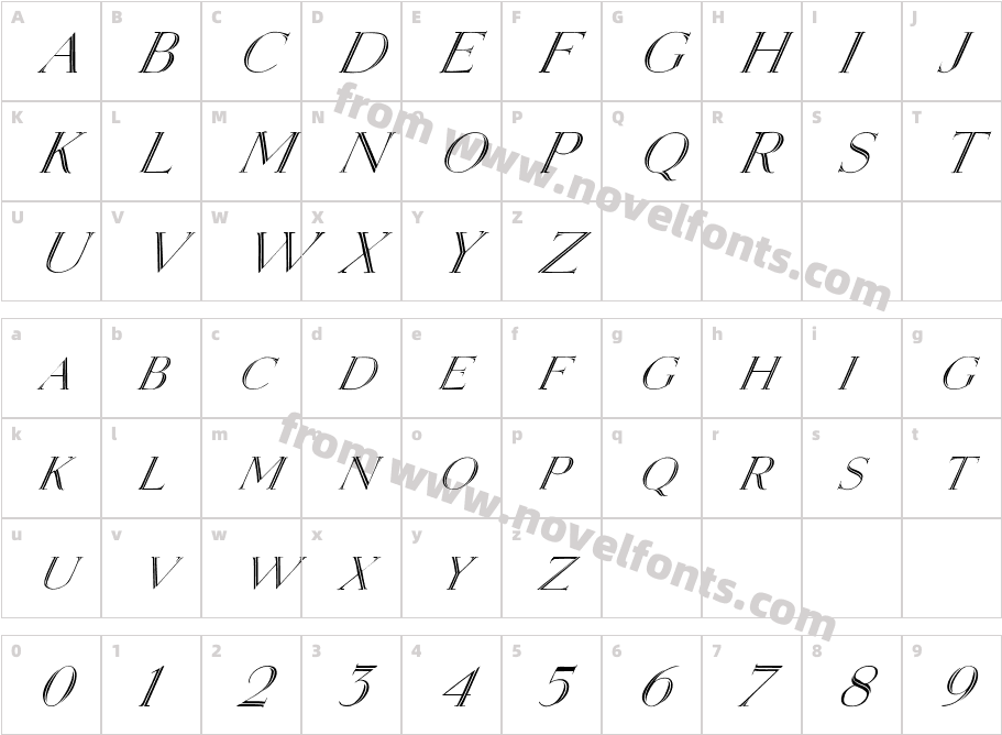 FZ OUTLINE 2 ITALICCharacter Map