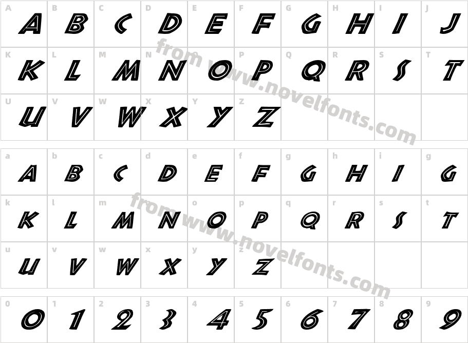 FZ OUTLINE 3 ITALICCharacter Map