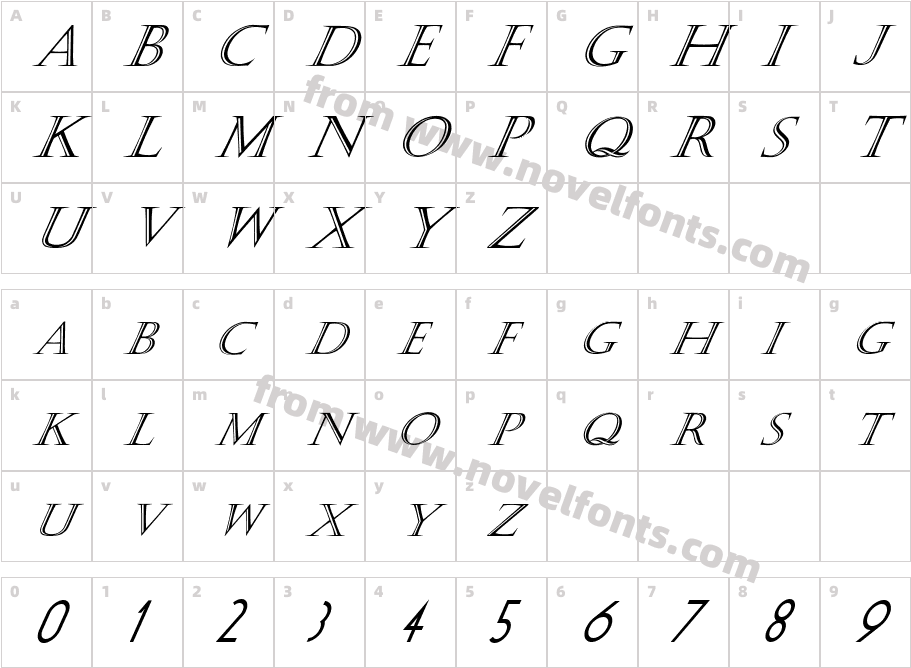 FZ OUTLINE 4 ITALICCharacter Map