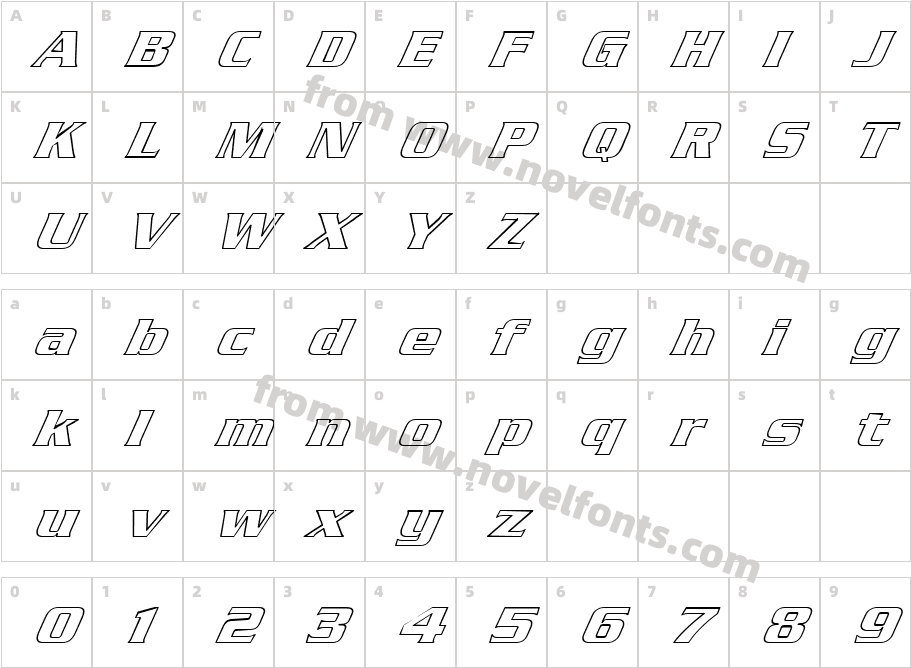 FZ ROMAN 11 HOLLOW ITALICCharacter Map